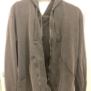 Over Sized Hooded Zip Up Sweatshirt